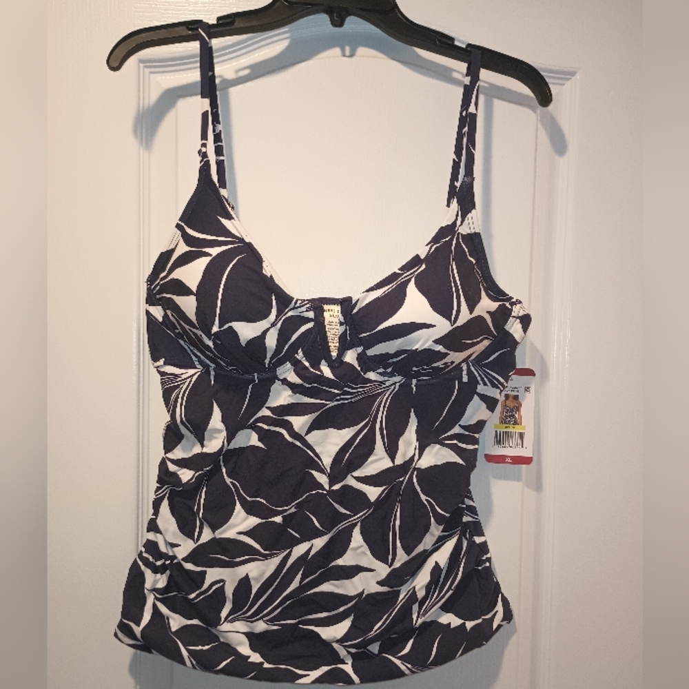 Anne Cole Blue Tankini Bathing Suit Top & Bottom Size XL NWT